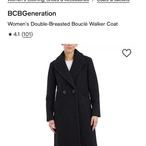Ladies long BCBGeneration black coat - Picture 4 of 16